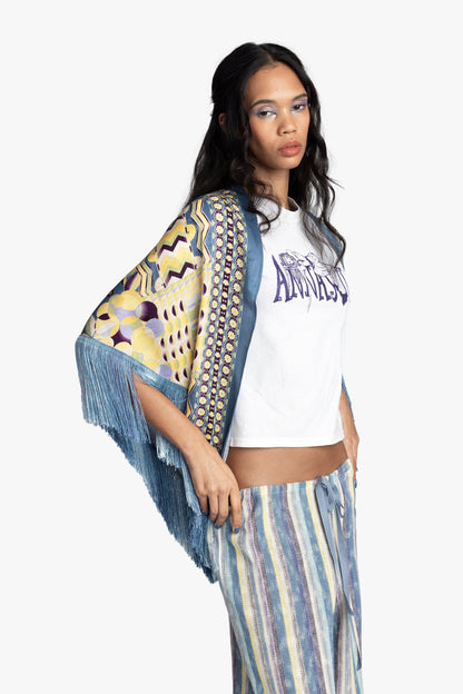Anna Sui Pueblo Deco Border Fringe Shawl