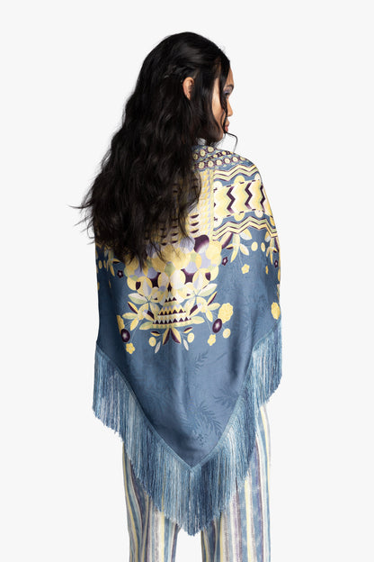 Anna Sui Pueblo Deco Border Fringe Shawl
