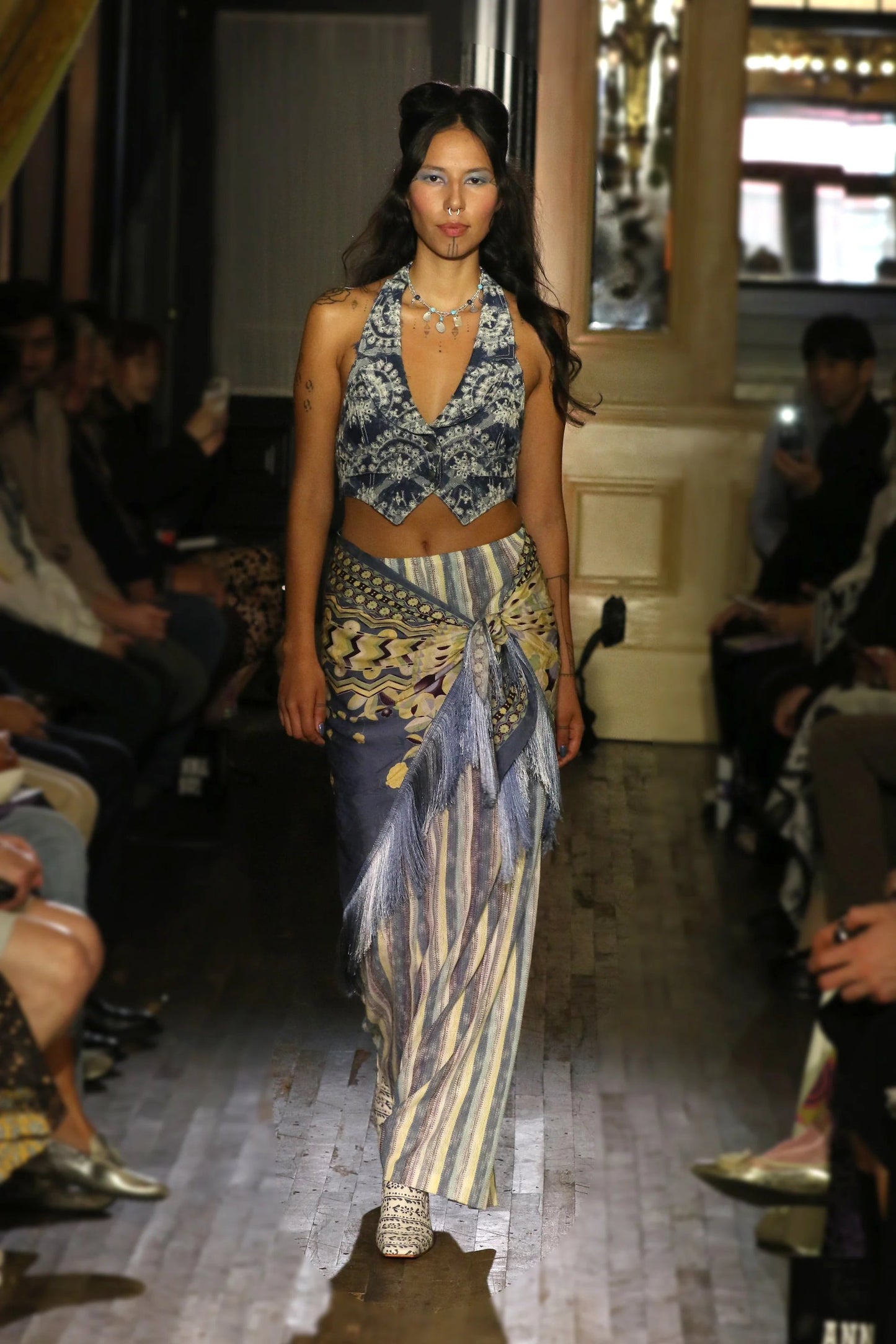Anna Sui Pueblo Deco Border Fringe Shawl