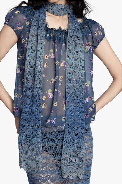 Anna Sui Ombre Space Dye Crochet Scarf - Twilight