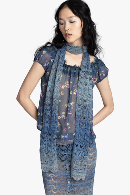 Anna Sui Ombre Space Dye Crochet Scarf - Twilight