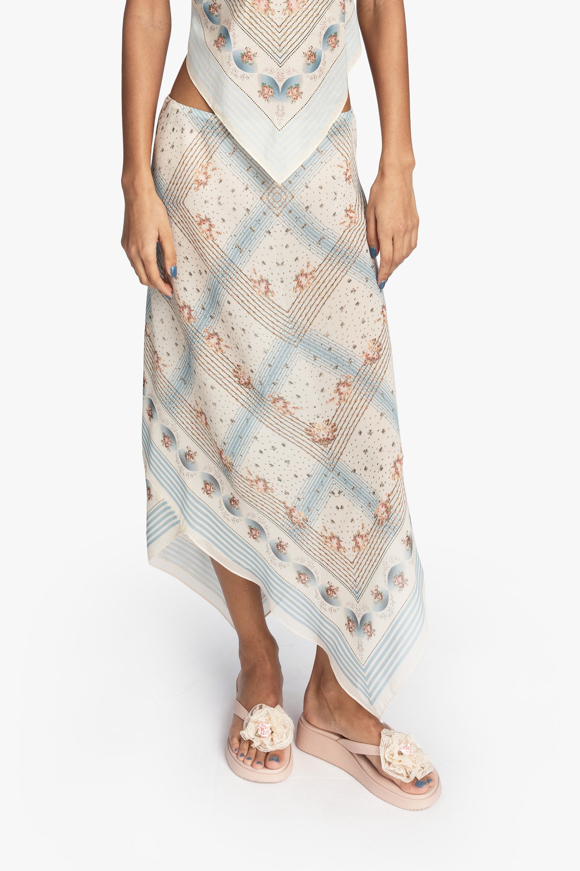 Anna Sui Heritage Scarf Print Chiffon Skirt