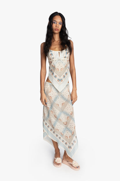 Anna Sui Heritage Scarf Print Chiffon Skirt