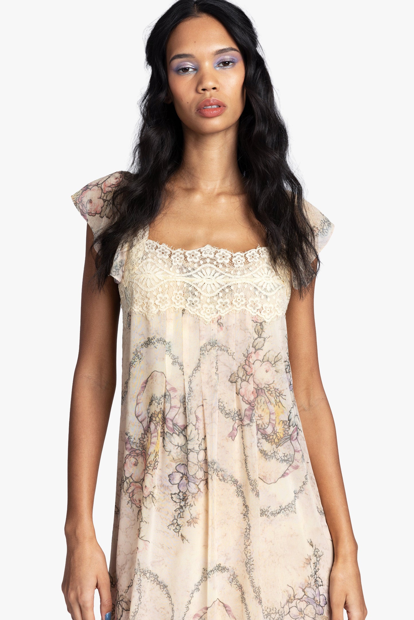Anna Sui Spirit Bloom Chiffon Ruffle Dress