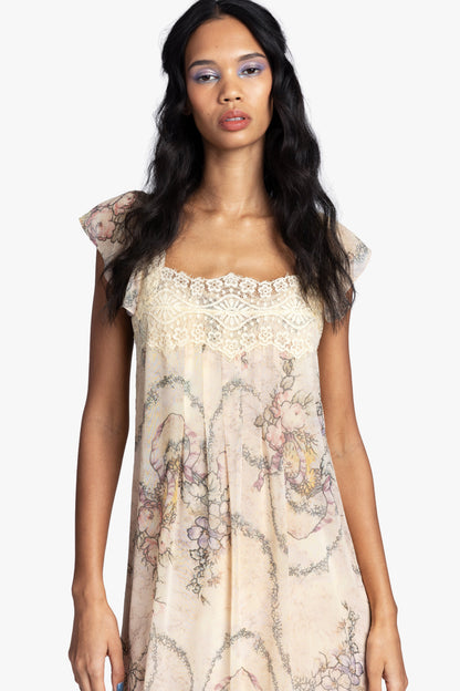Anna Sui Spirit Bloom Chiffon Ruffle Dress