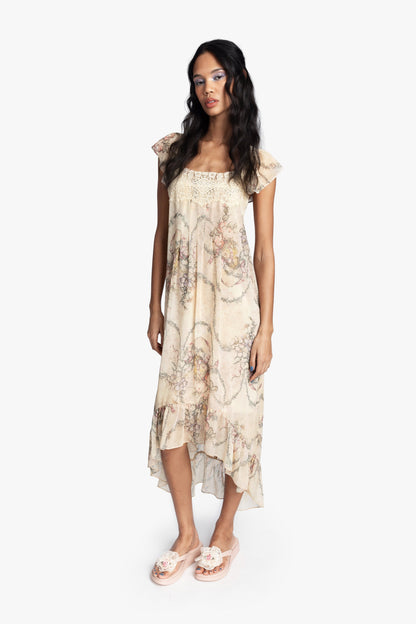 Anna Sui Spirit Bloom Chiffon Ruffle Dress