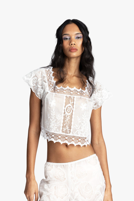 Anna Sui Cottage Rose Lace Top