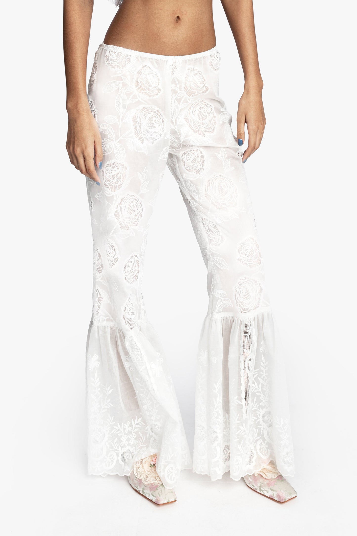 Anna Sui Cottage Rose Lace Pants
