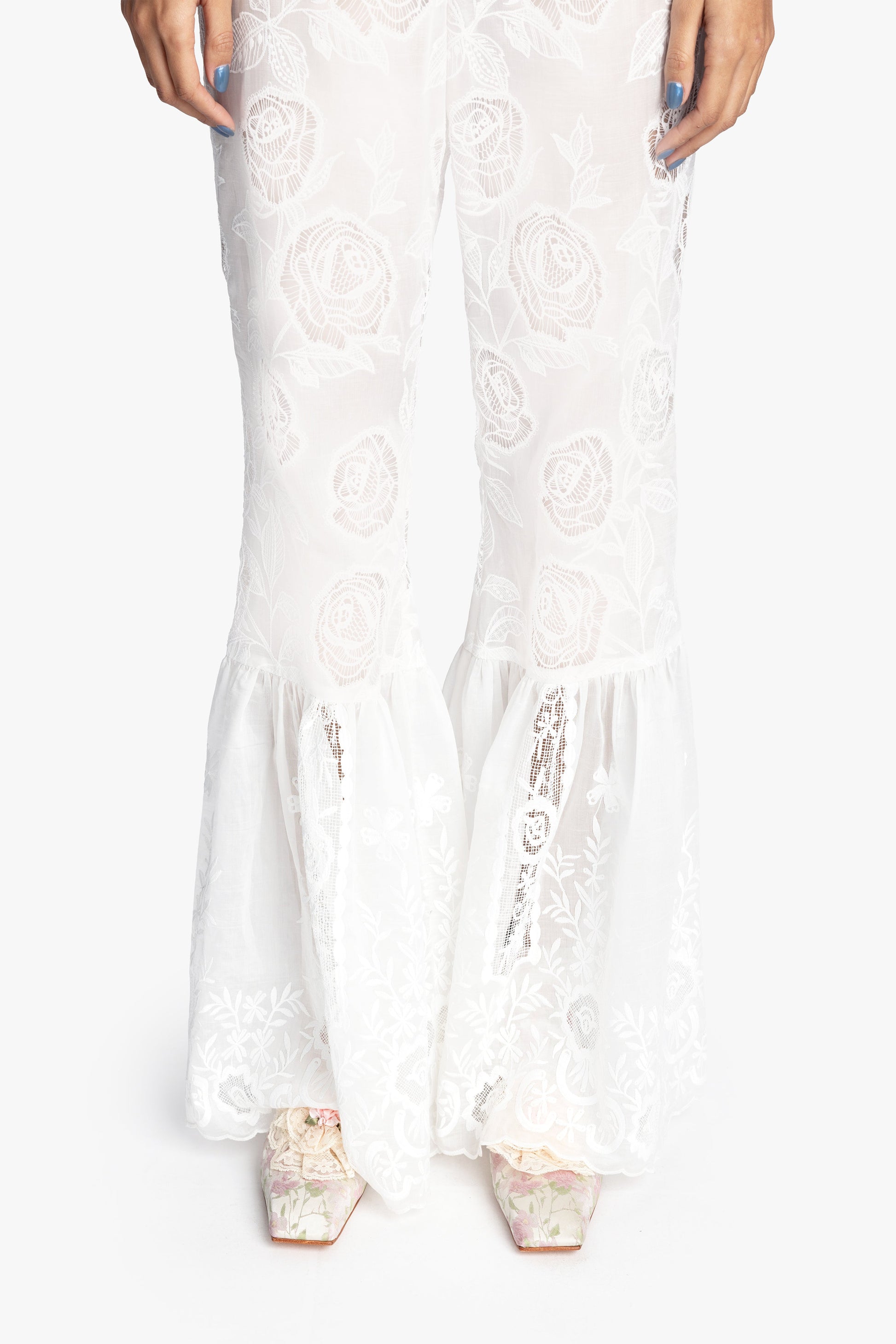 Anna Sui Cottage Rose Lace Pants