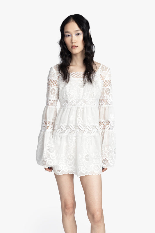 Anna Sui Cottage Rose Lace Mini Dress