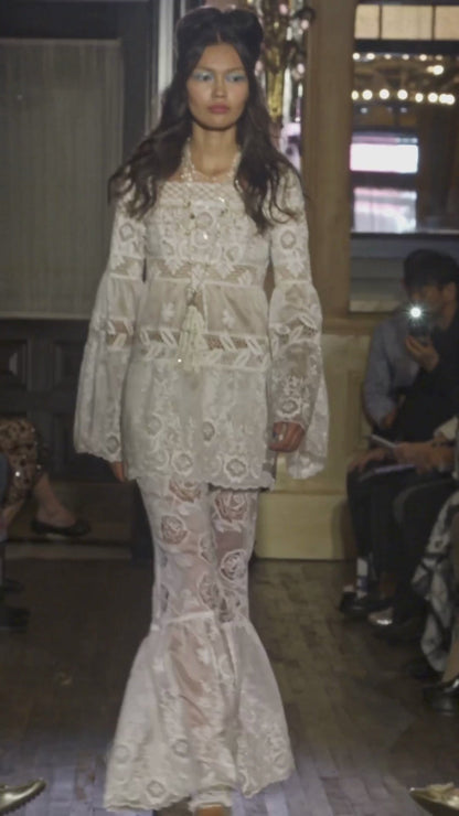 Anna Sui Cottage Rose Lace Mini Dress