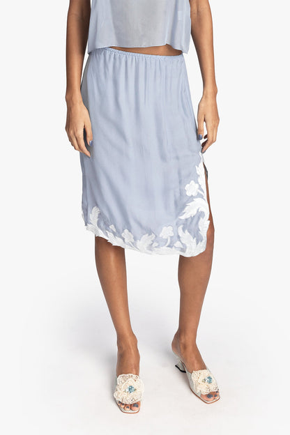 Anna Sui Nouveau Satin Applique Skirt