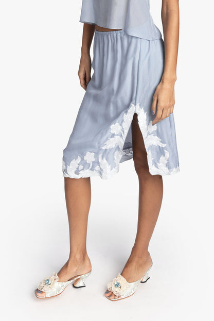 Anna Sui Nouveau Satin Applique Skirt