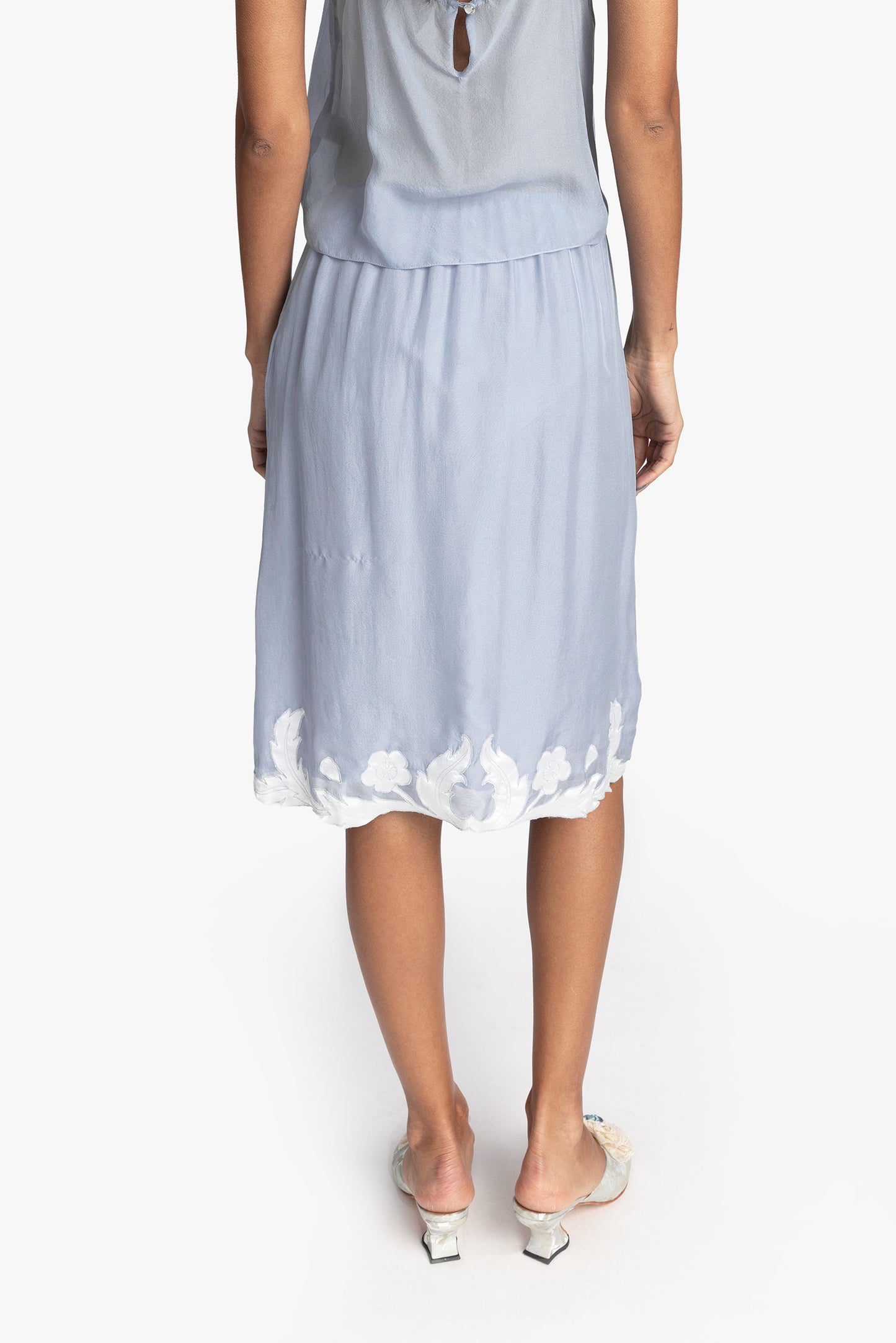 Anna Sui Nouveau Satin Applique Skirt