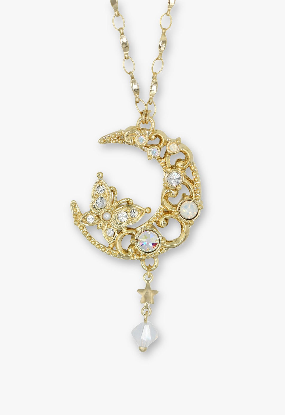 Anna Sui Enchanted Butterfly Moon Necklace - Gold