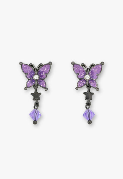 Anna Sui Twilight Gothic Butterfly Earrings - Gunmetal