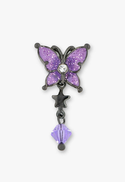 Anna Sui Twilight Gothic Butterfly Earrings - Gunmetal