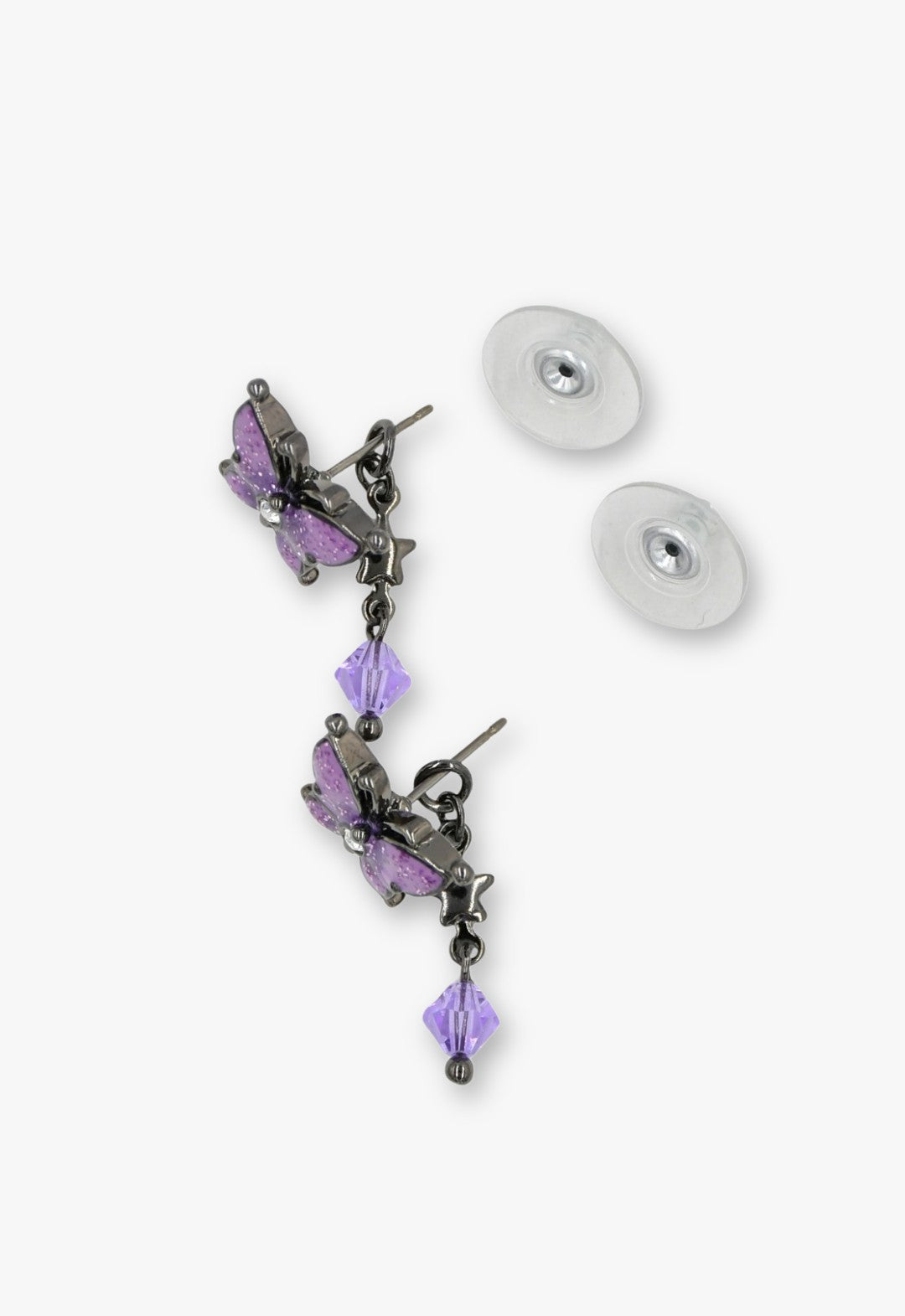 Anna Sui Twilight Gothic Butterfly Earrings - Gunmetal