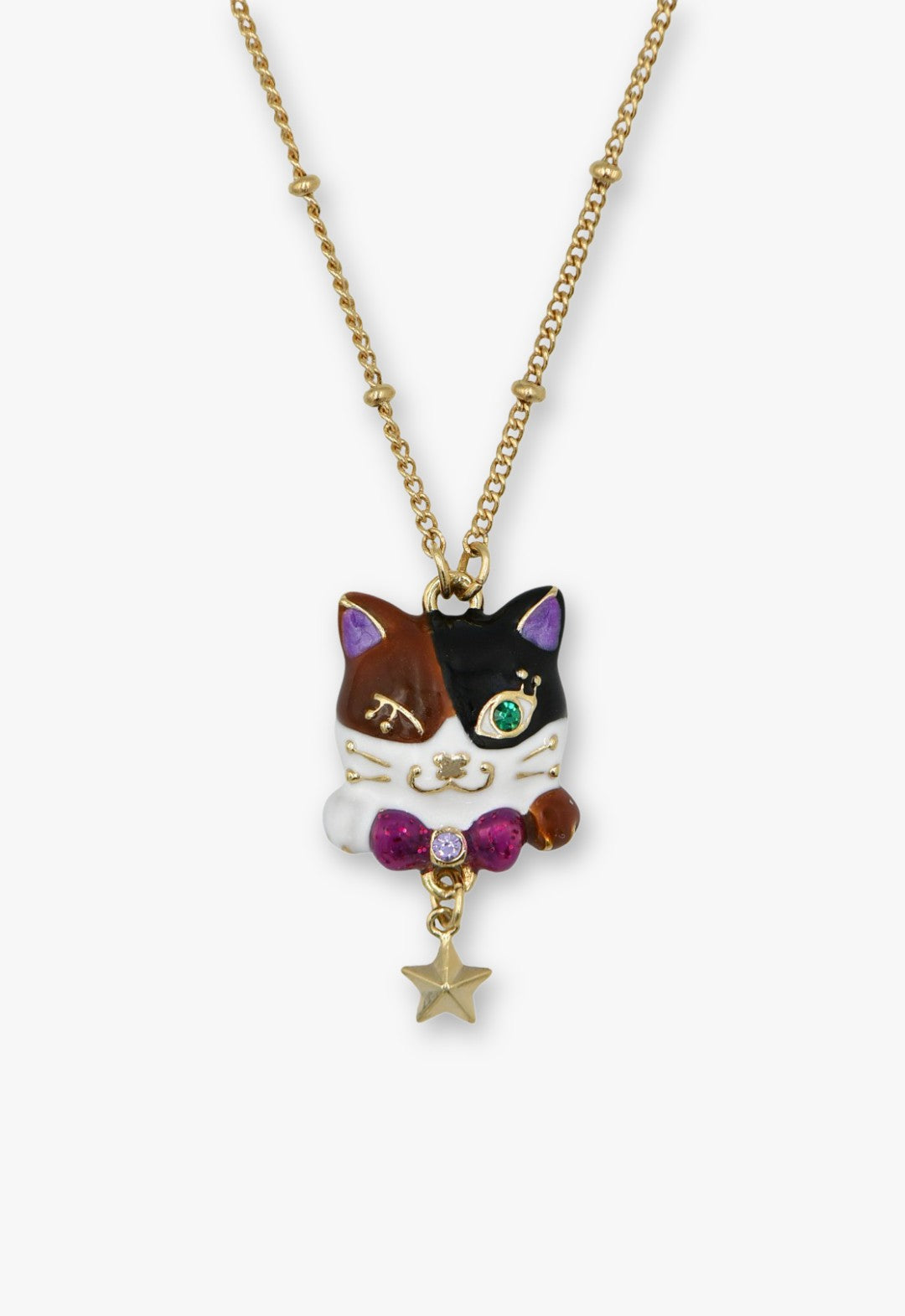Anna Sui Wink & Wish Calico Cat Necklace