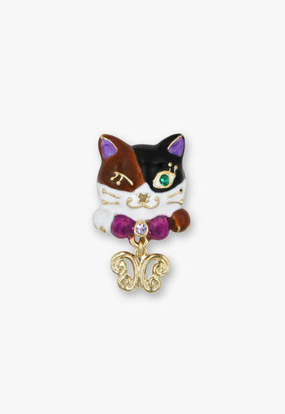 Anna Sui Wink & Wish Calico Cat Stud Earrings