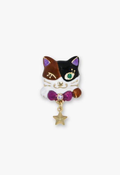 Anna Sui Wink & Wish Calico Cat Stud Earrings