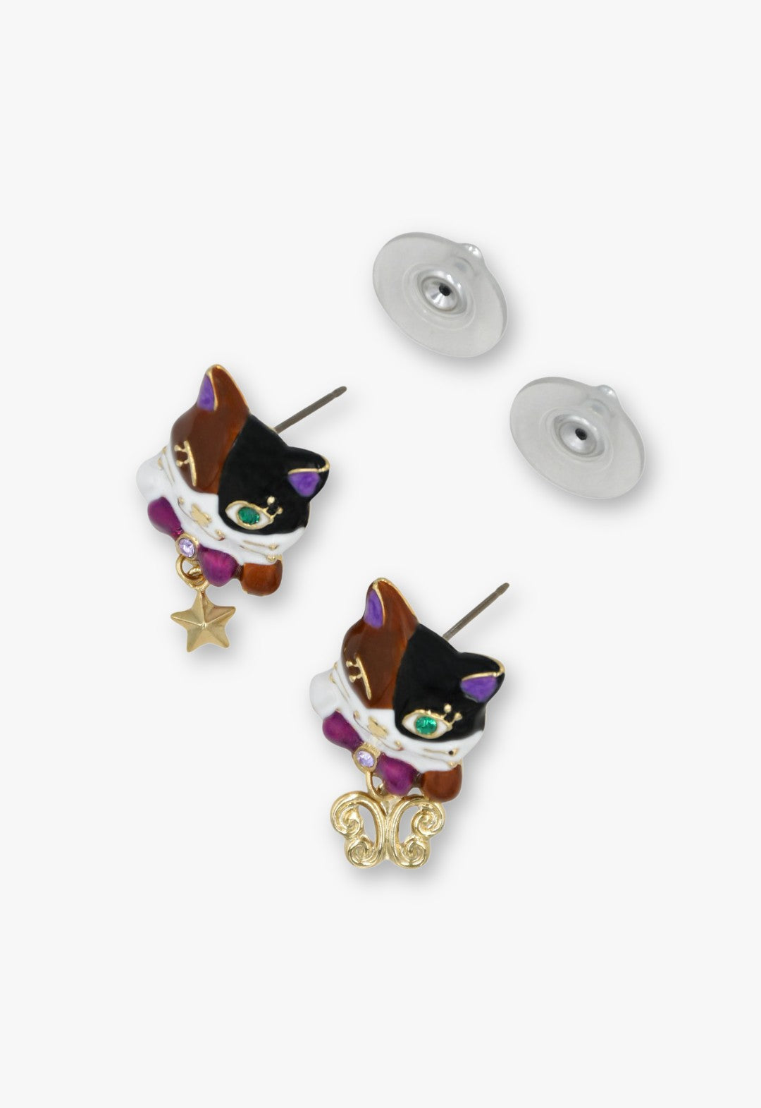 Anna Sui Wink & Wish Calico Cat Stud Earrings
