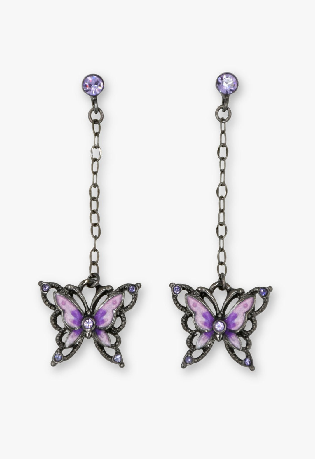 Anna Sui Dark Romance Butterfly Earrings - Gunmetal