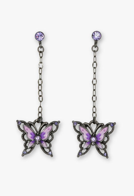 Anna Sui Dark Romance Butterfly Earrings - Gunmetal
