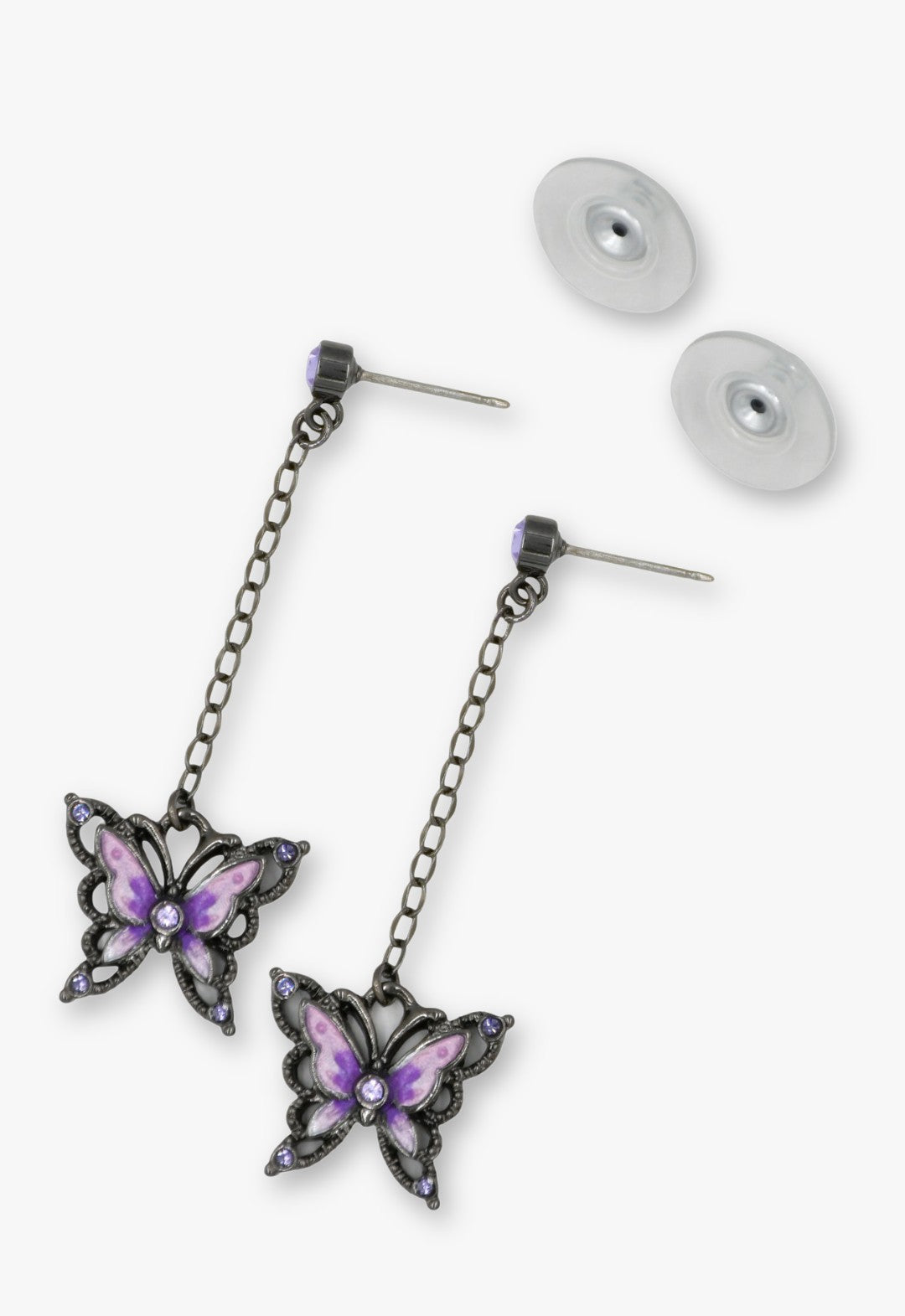 Anna Sui Dark Romance Butterfly Earrings - Gunmetal