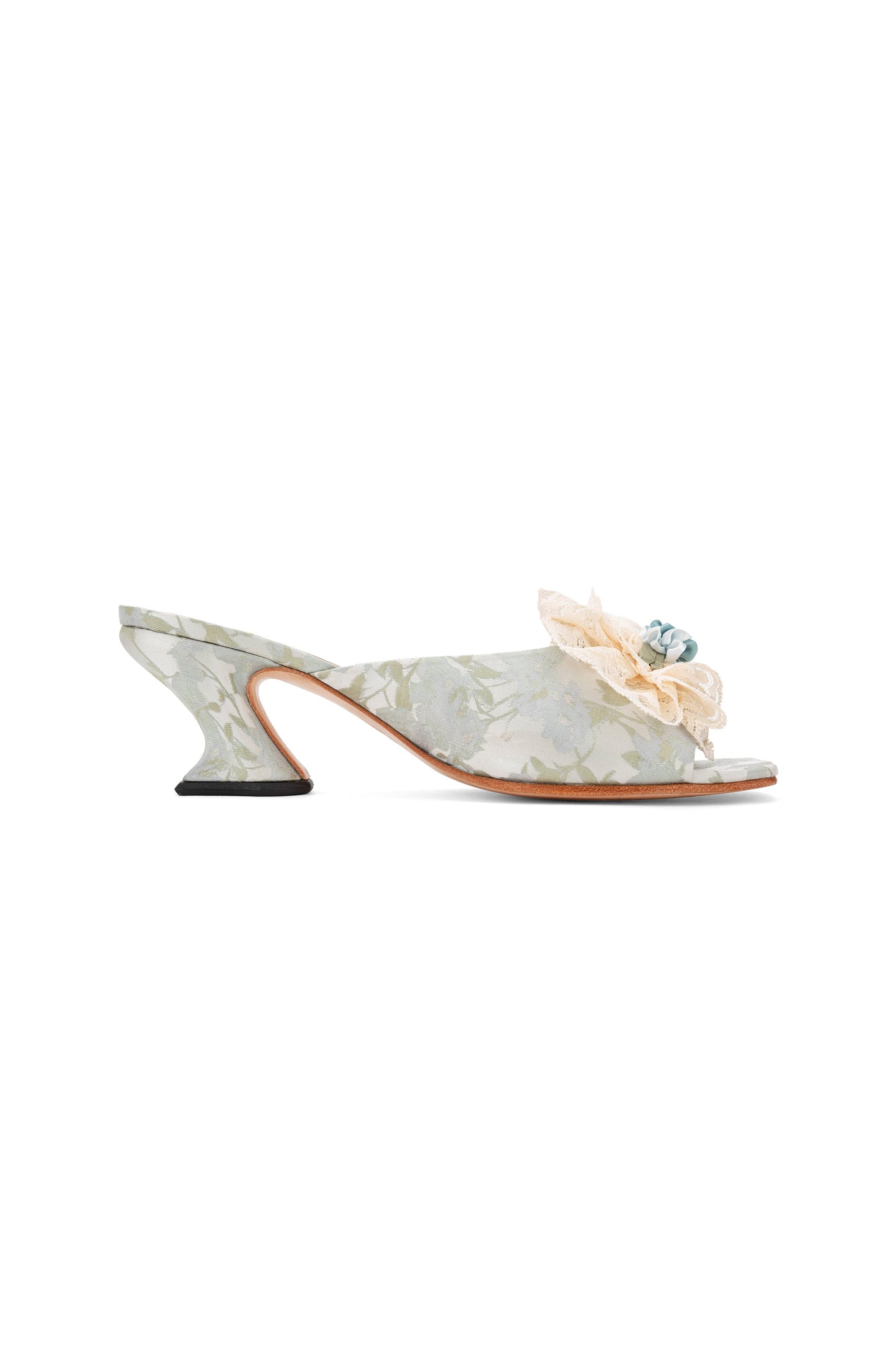 Anna Sui John Fluevog x Anna Sui Brocade Mules- Sky Blue
