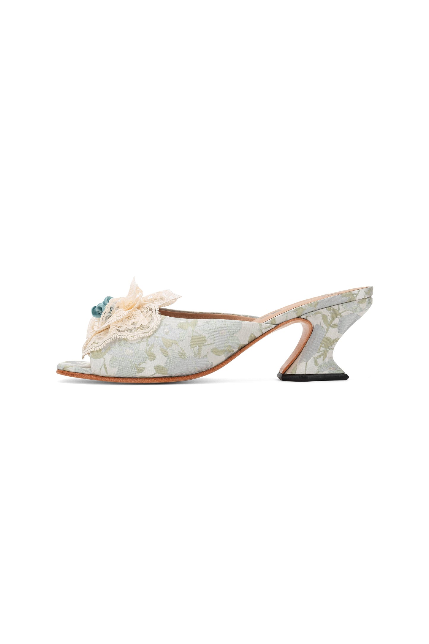 Anna Sui John Fluevog x Anna Sui Brocade Mules- Sky Blue