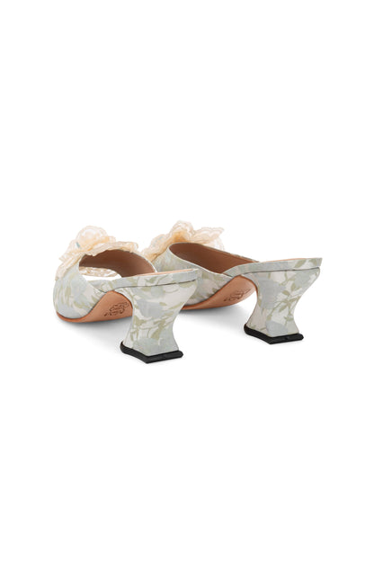 Anna Sui John Fluevog x Anna Sui Brocade Mules- Sky Blue