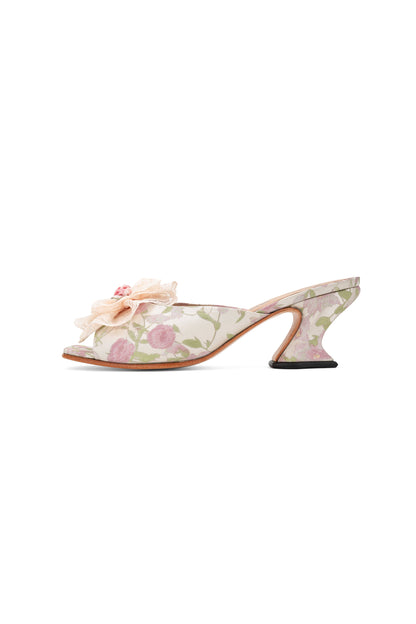 Anna Sui John Fluevog x Anna Sui Brocade Mules- Pink
