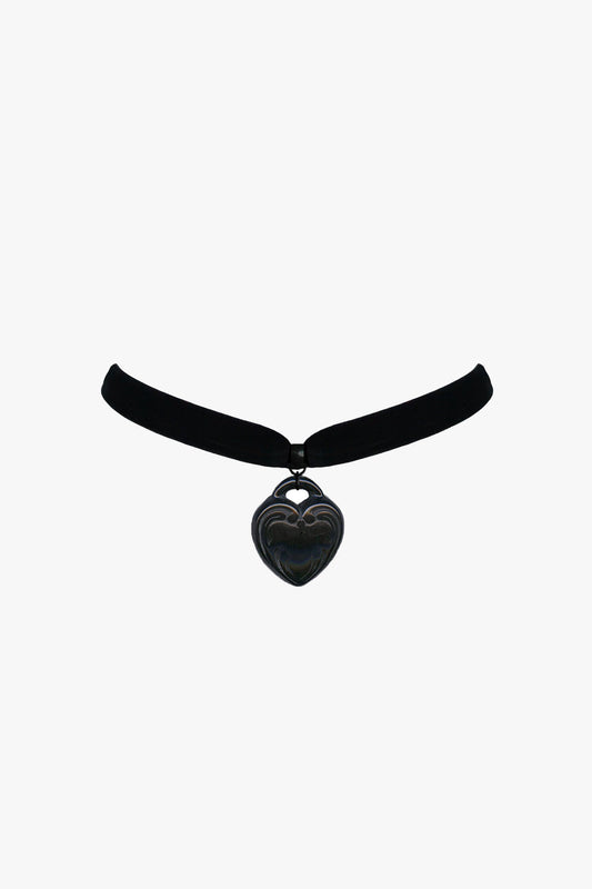 Anna Sui Large Retrolite Heart Velvet Choker