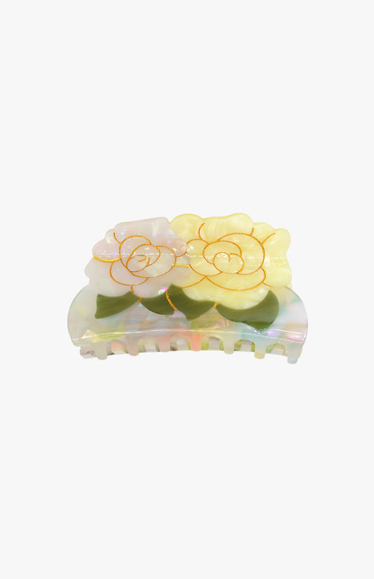 Anna Sui Double Rose Large Jaw Clip – Iridescent Bloom