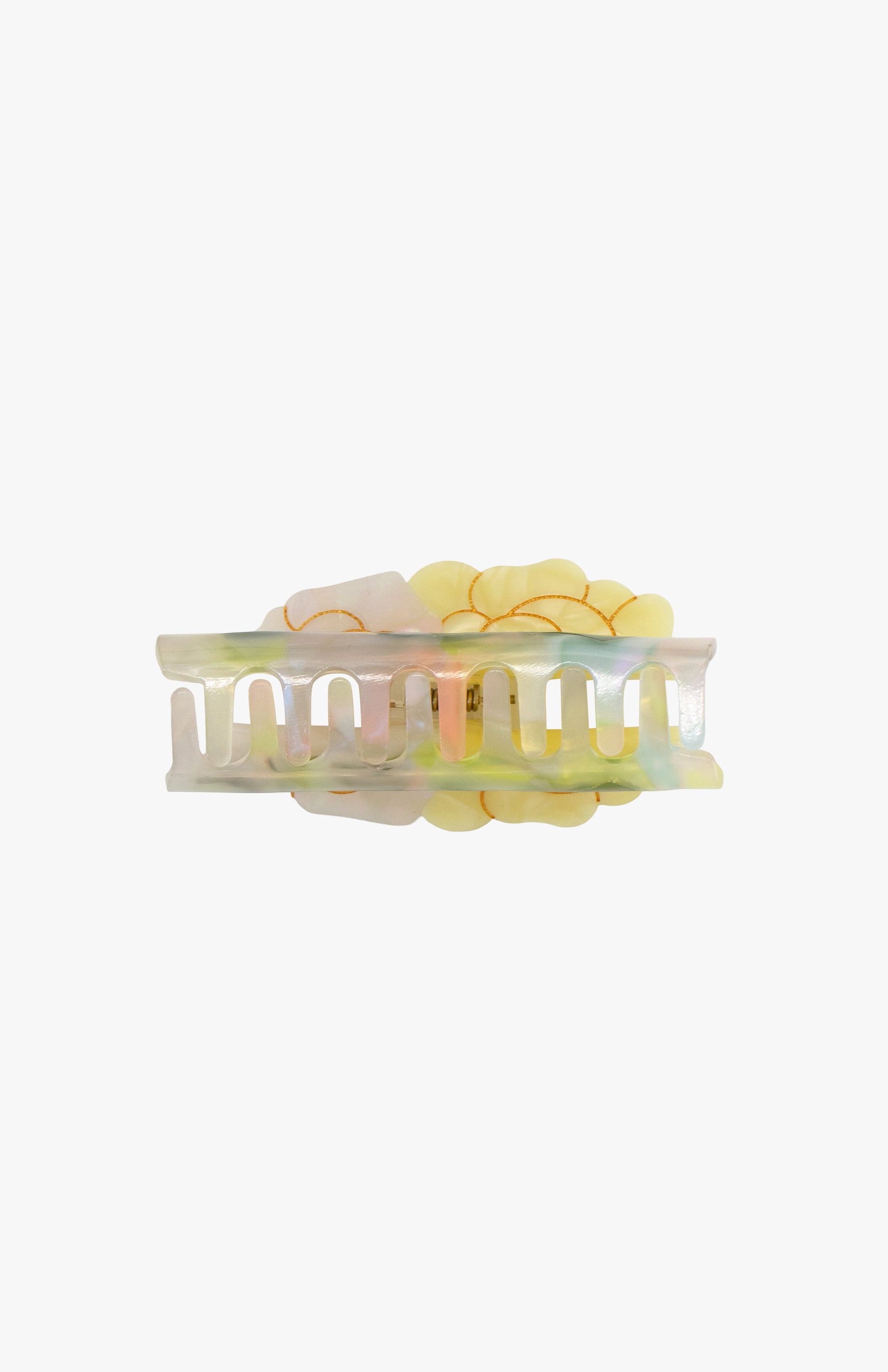 Anna Sui Double Rose Large Jaw Clip – Iridescent Bloom