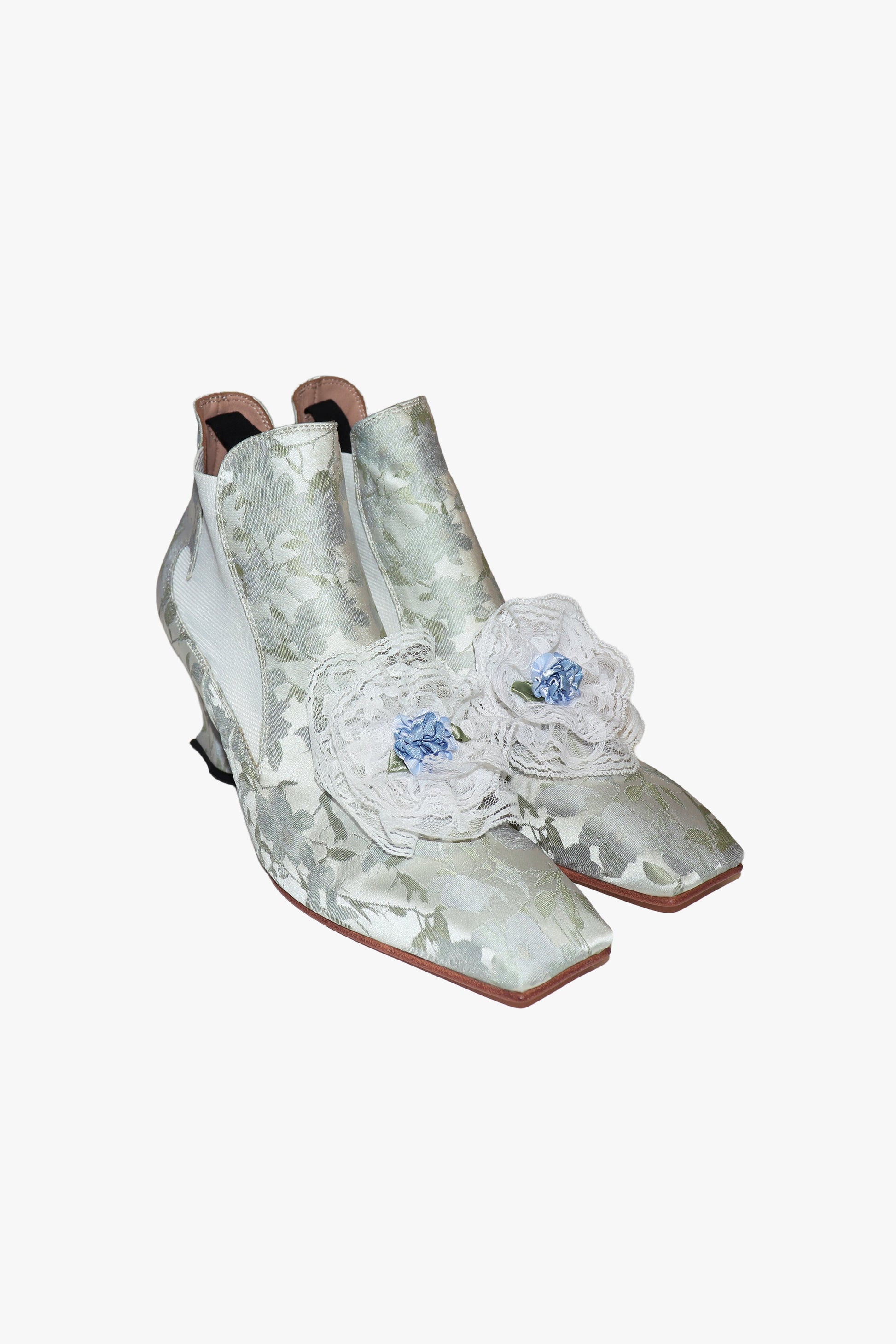 Anna Sui John Fluevog x Anna Sui Brocade Boots- Sky Blue (Sample)