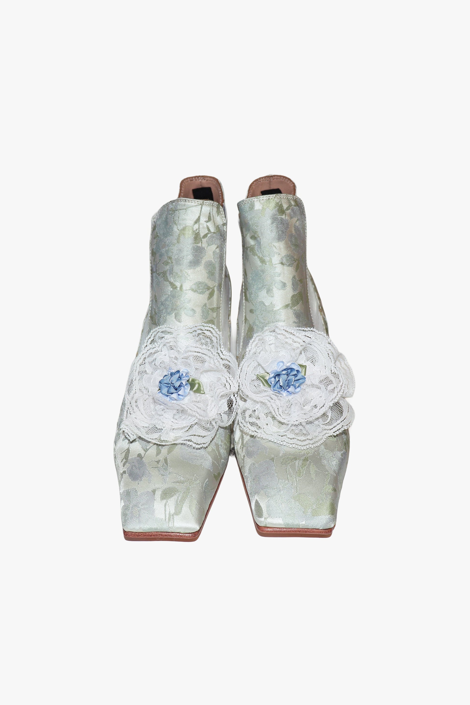 Anna Sui John Fluevog x Anna Sui Brocade Boots- Sky Blue (Sample)