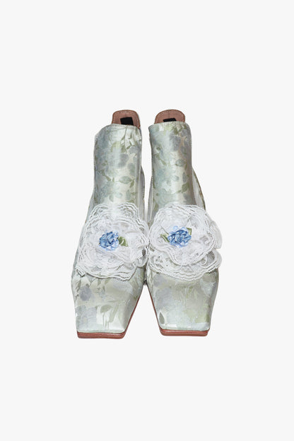 Anna Sui John Fluevog x Anna Sui Brocade Boots- Sky Blue (Sample)