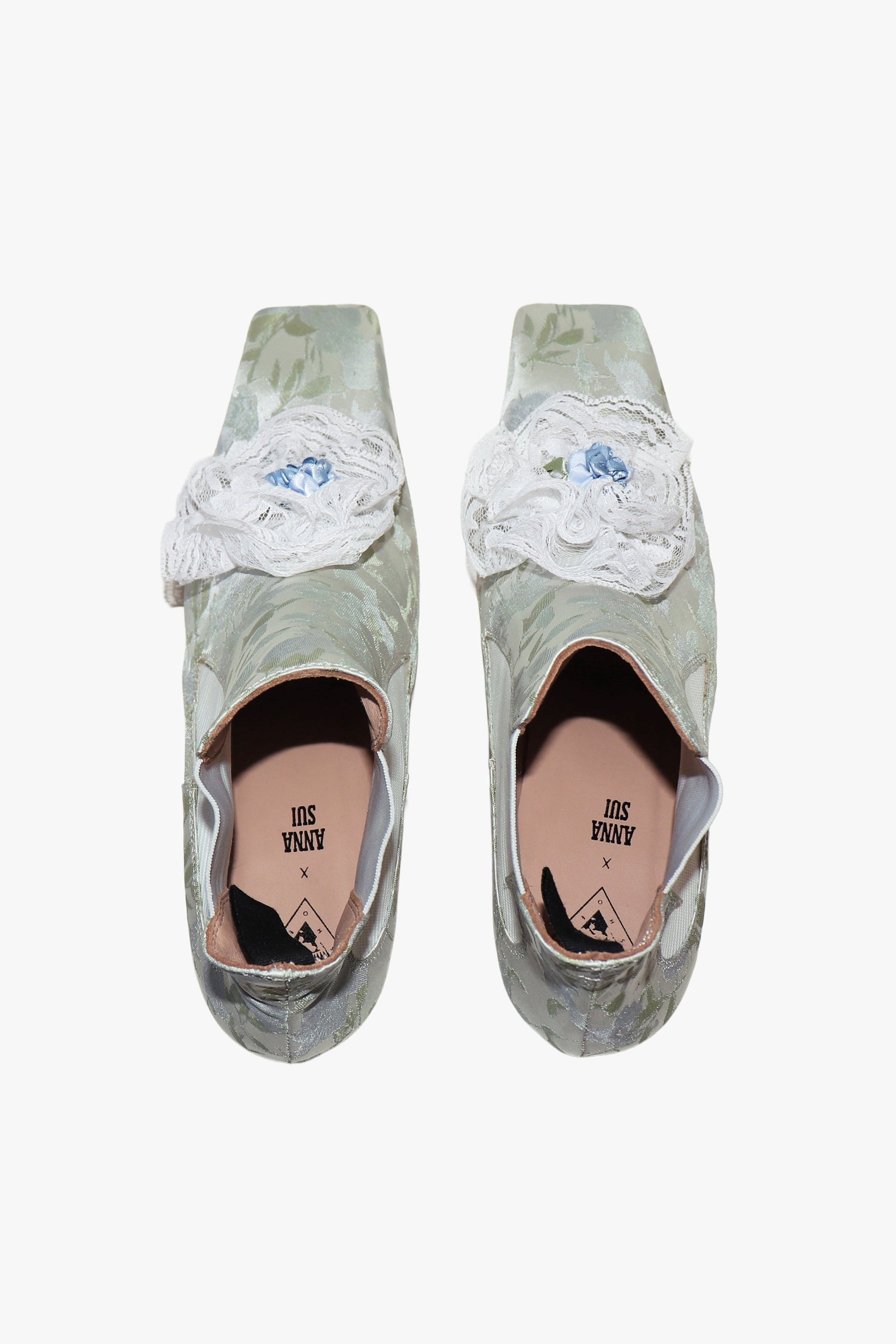 Anna Sui John Fluevog x Anna Sui Brocade Boots- Sky Blue (Sample)