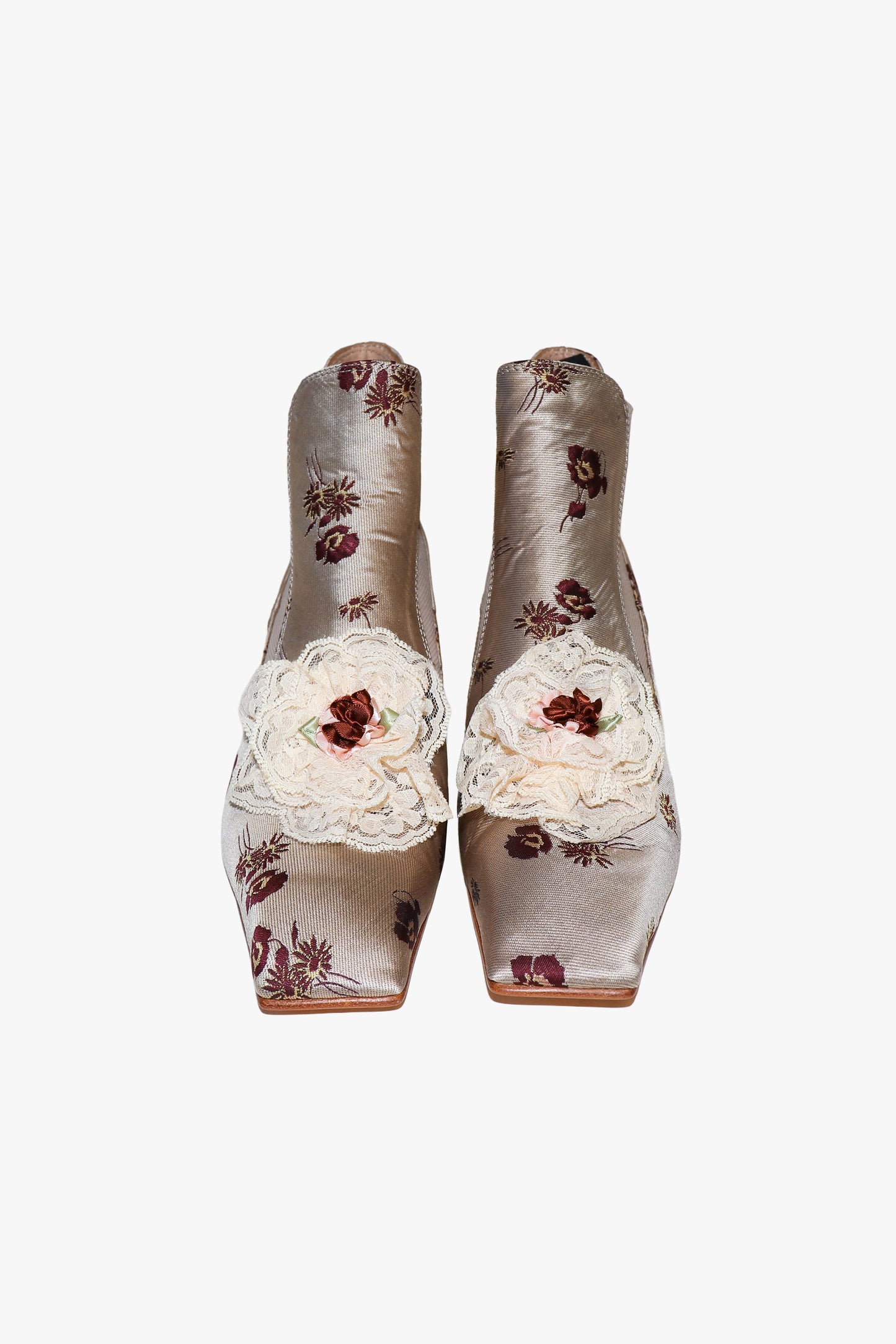 Anna Sui John Fluevog x Anna Sui Brocade Boots- Crimson (Sample)