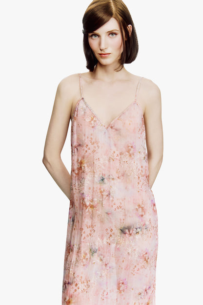 Anna Sui Oasis Blooms Slip Dress- Blush