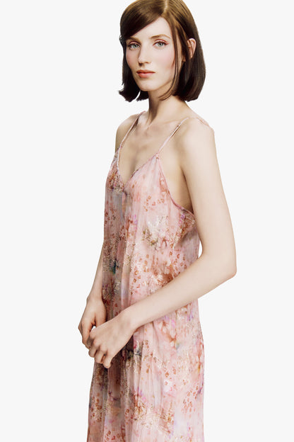 Anna Sui Oasis Blooms Slip Dress- Blush