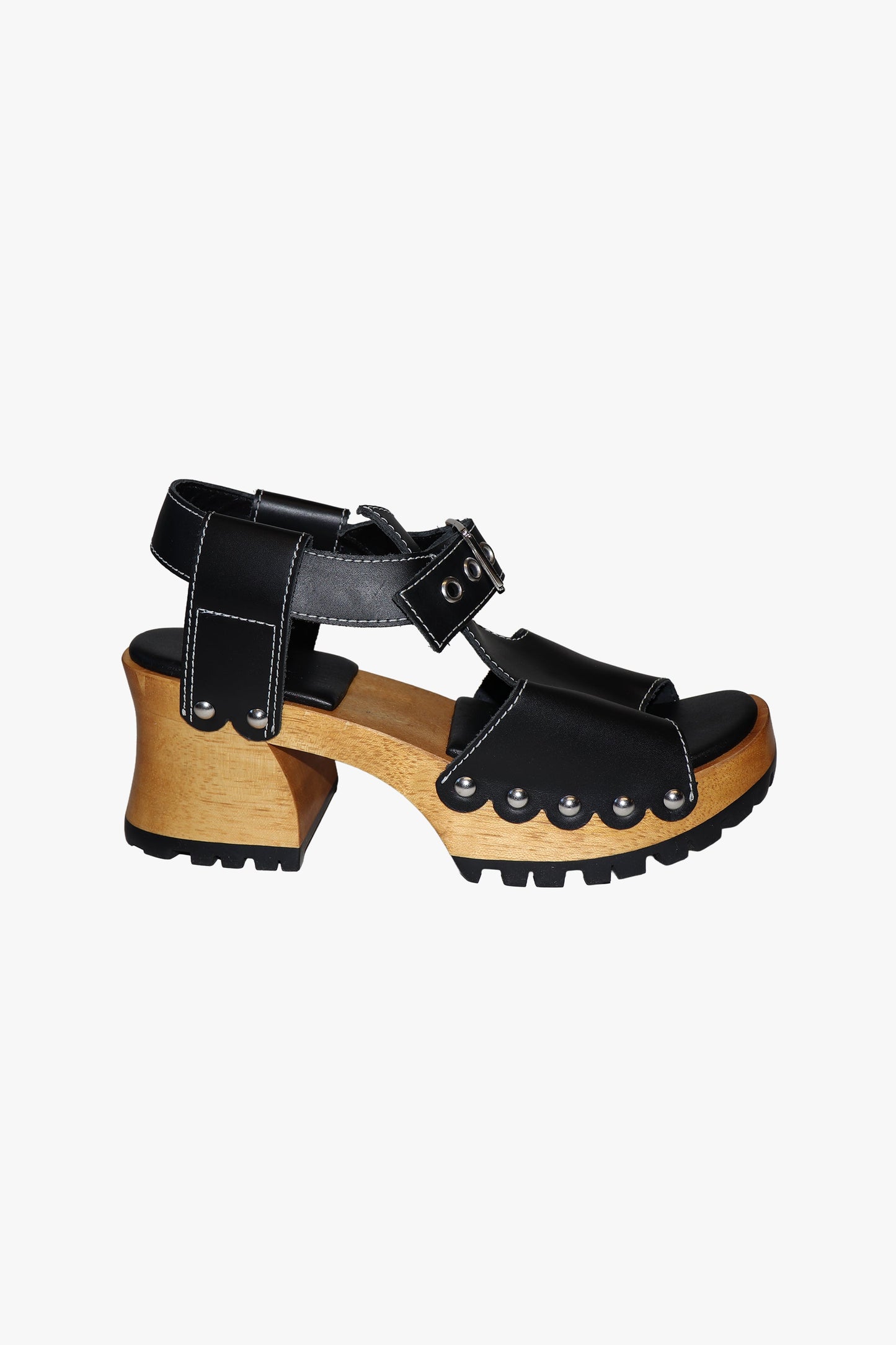 Anna Sui John Fluevog x Anna Sui Clog Sandals - Black and Wood (Sample)