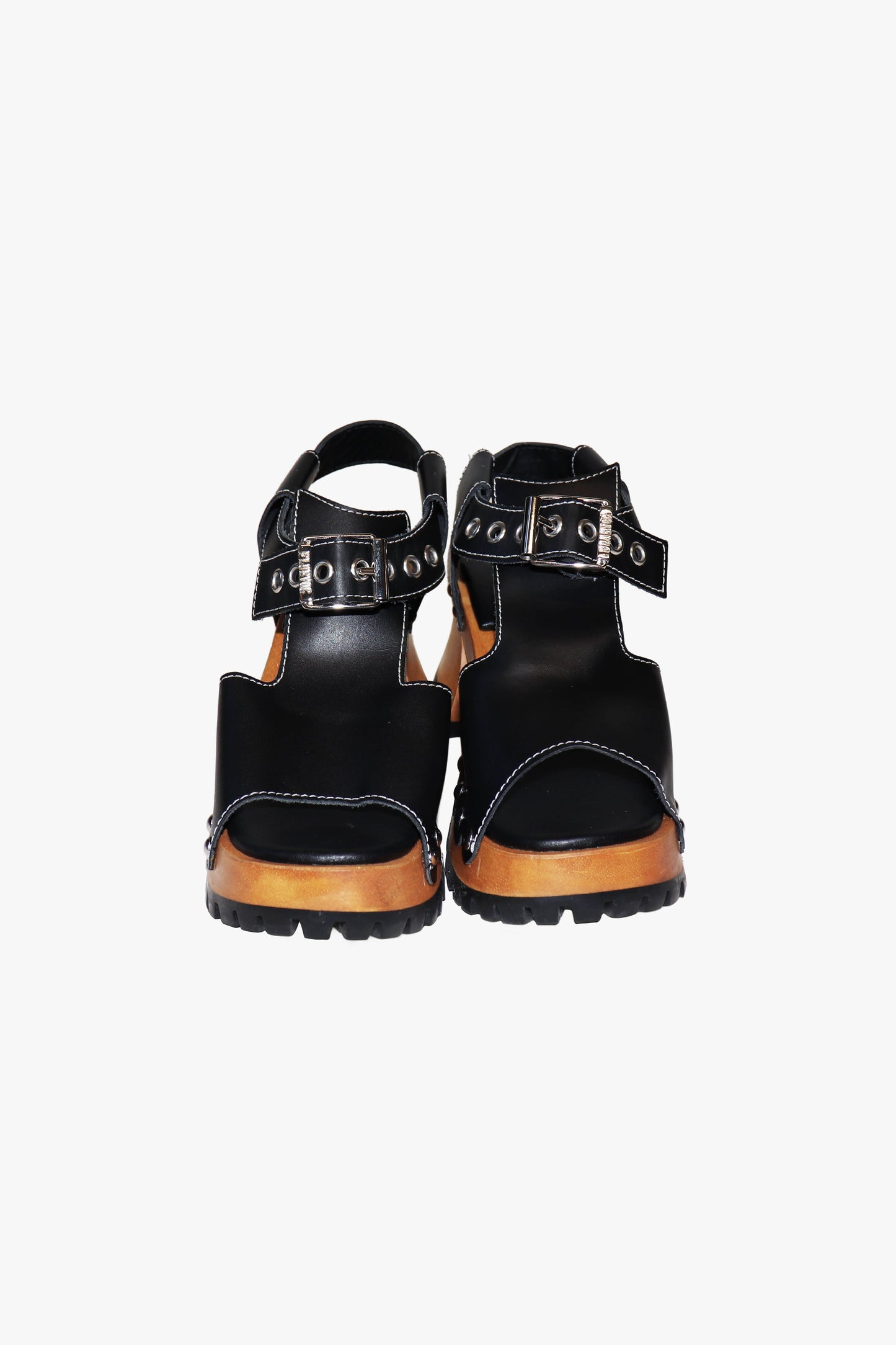 Anna Sui John Fluevog x Anna Sui Clog Sandals - Black and Wood (Sample)