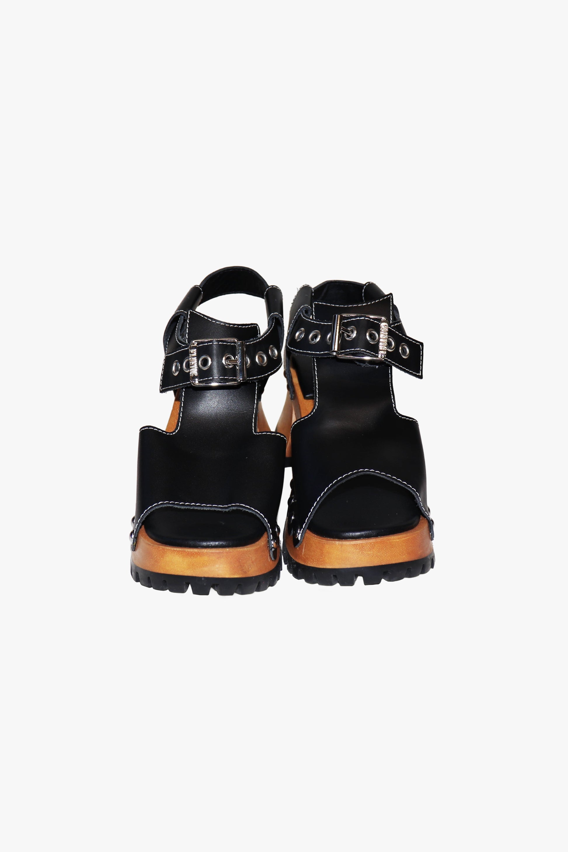 Anna Sui John Fluevog x Anna Sui Clog Sandals - Black and Wood (Sample)