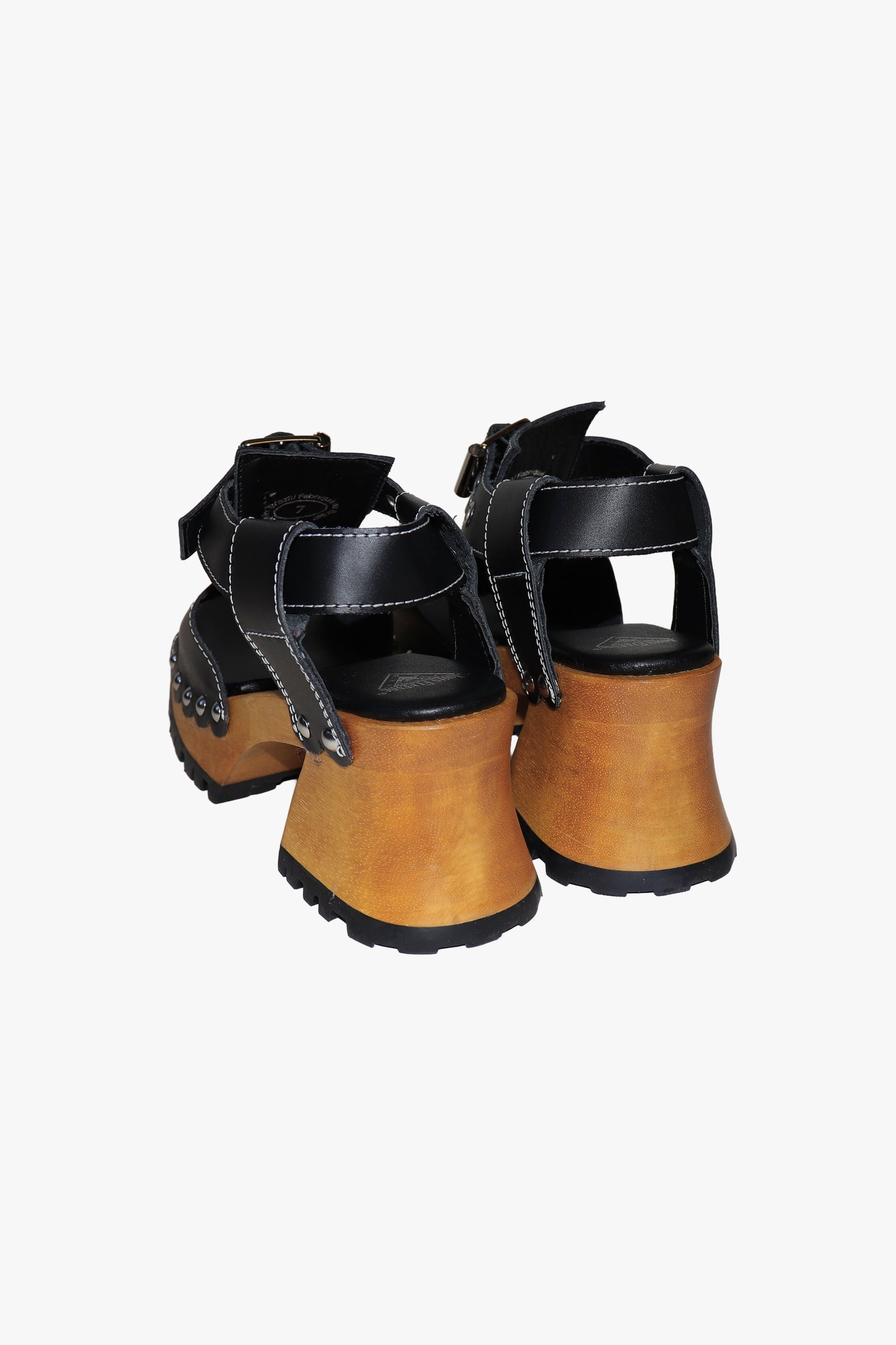 Anna Sui John Fluevog x Anna Sui Clog Sandals - Black and Wood (Sample)