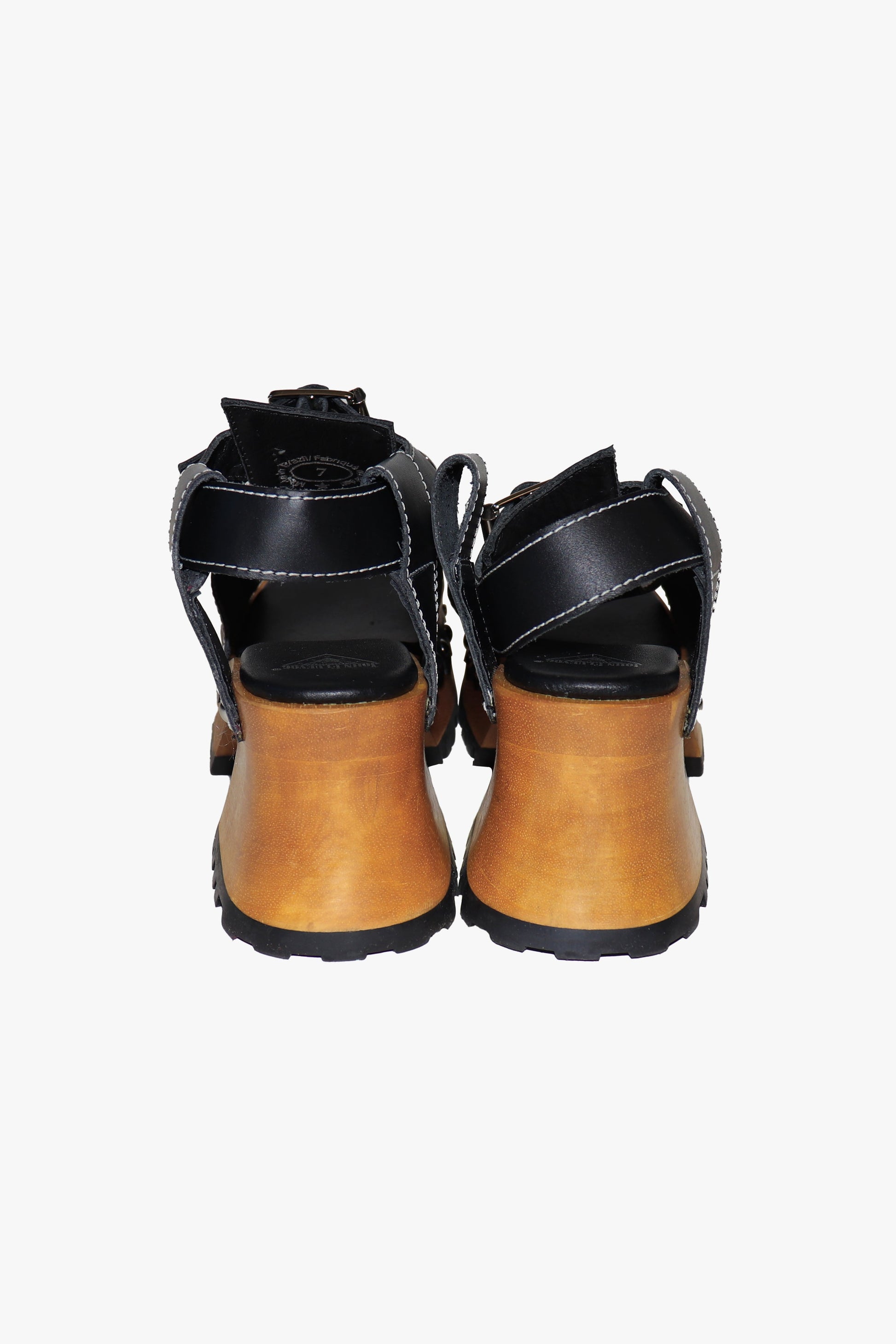 Anna Sui John Fluevog x Anna Sui Clog Sandals - Black and Wood (Sample)