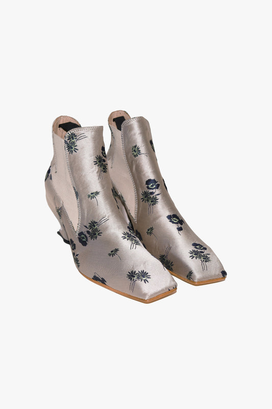 Anna Sui John Fluevog x Anna Sui Brocade Boots- Indigo (Sample)
