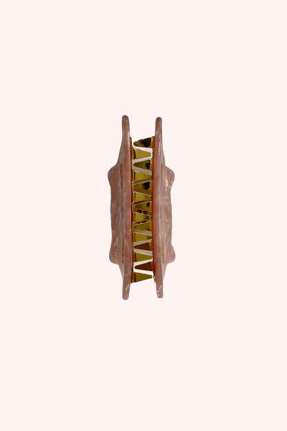 Anna Sui Etched Large Cat Jaw Clip Rose Quartz